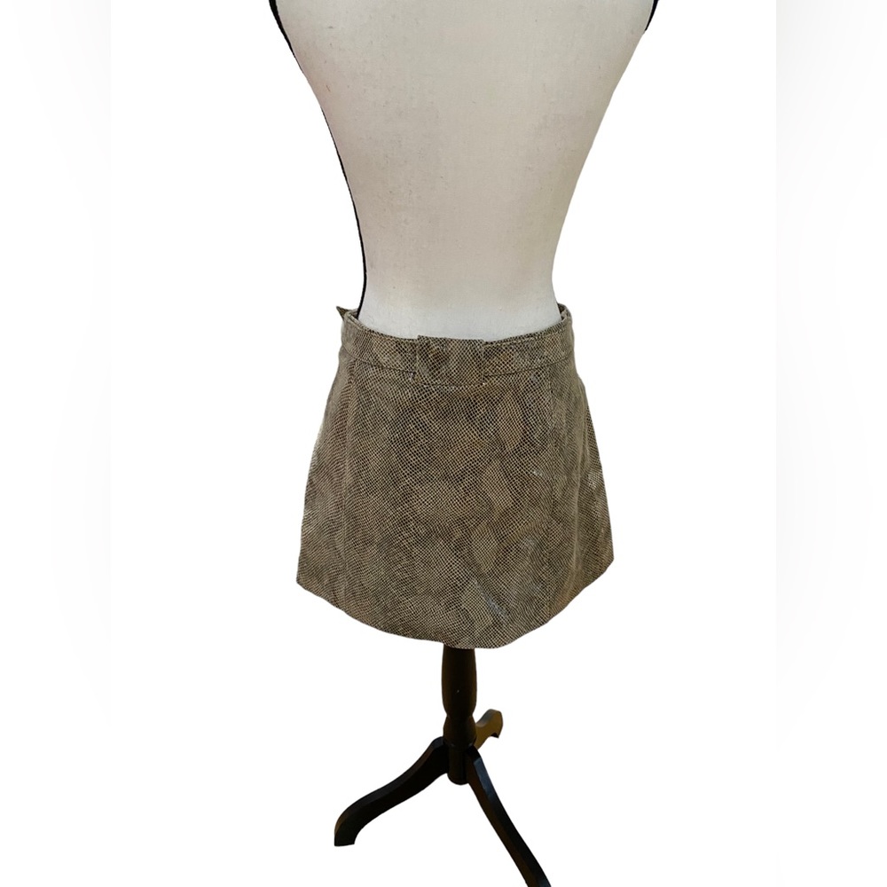 Belted Shiny Snakeskin Mini Skirt - Picture 2 of 4